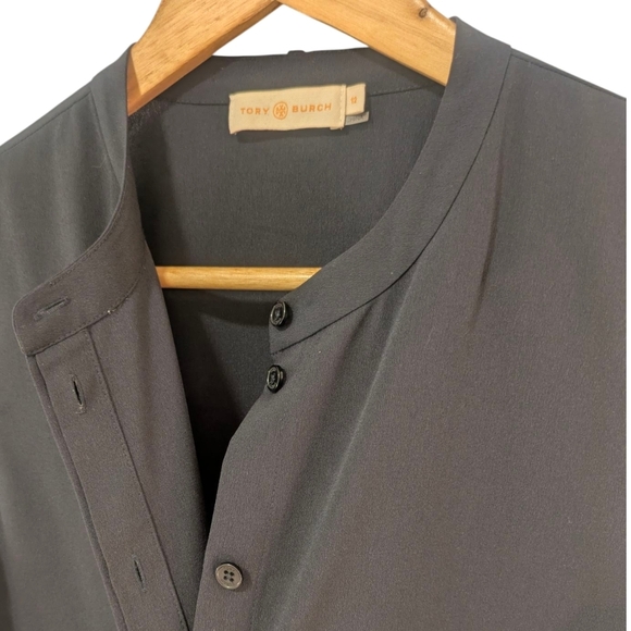 Tory Burch Navy Blue Mandarin Collar Blouse - Picture 5 of 13